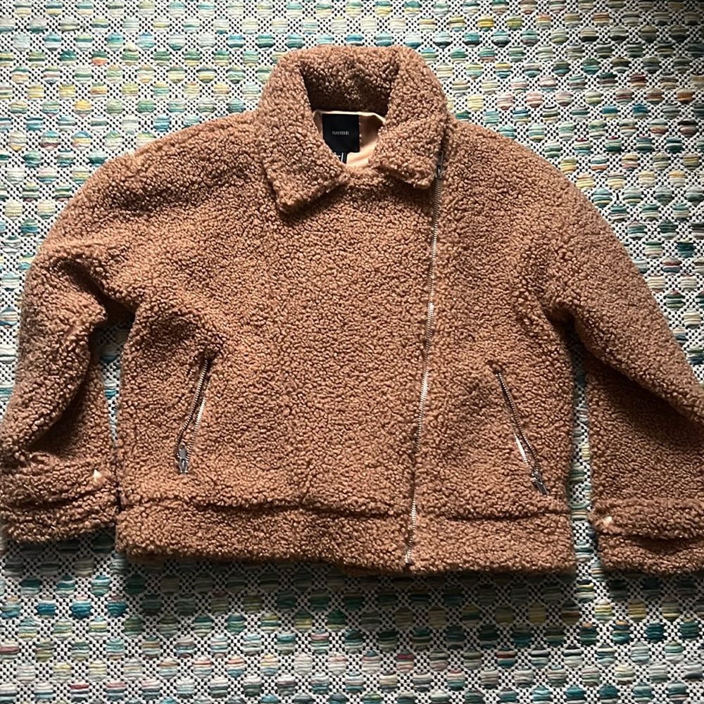 F21 teddy motto jacket